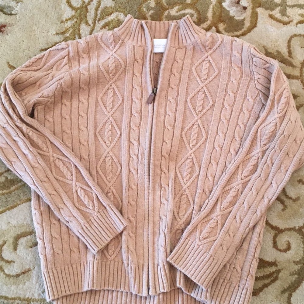 Liz Claiborne Khaki Cable Sweater